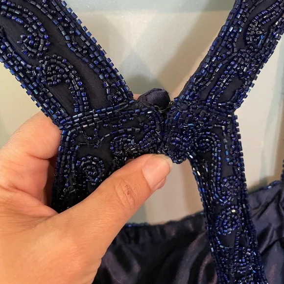 Scala navy blue beaded formal gown - Picture 7 of 16